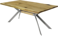 Обеденный стол Buro7 Арно с обзолом и сучками 150x80x76 (дуб натуральный/серебристый) - 