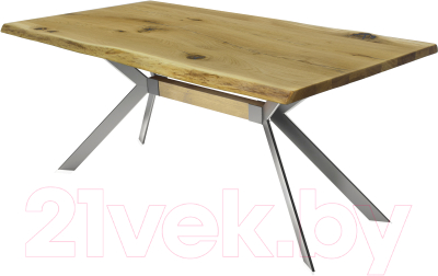 Обеденный стол Buro7 Арно с обзолом и сучками 150x80x76 (дуб натуральный/серебристый)