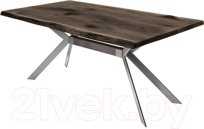 Обеденный стол Buro7 Арно С обзолом и сучками 150x80x76 (дуб мореный/серебристый)