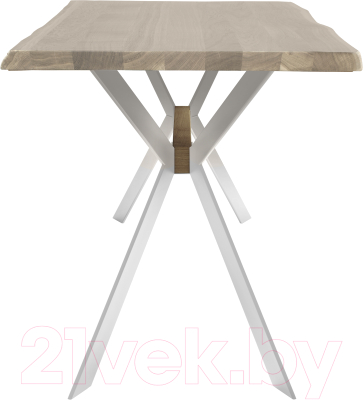 Обеденный стол Buro7 Арно с обзолом 180x80x76 (дуб беленый/белый)