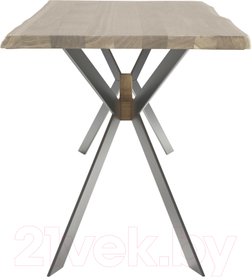 Обеденный стол Buro7 Арно с обзолом 180x80x76 (дуб беленый/серебристый)