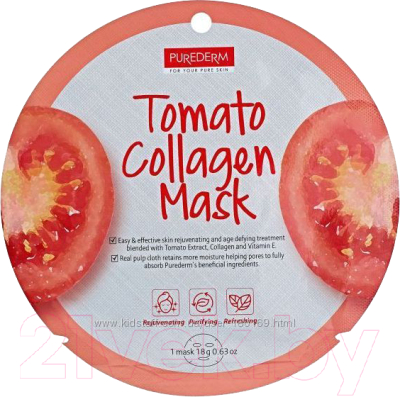 

Маска для лица тканевая Purederm, Tomato Collagen Mask