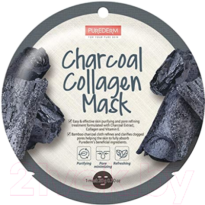 Маска для лица тканевая Purederm Charcoal Collagen Mask (20г)