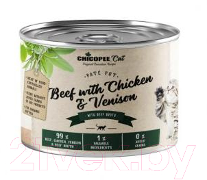 Влажный корм для кошек Chicopee Kitten С говядиной, курицей, олениной в говяжьем бульоне / H5081 (195г)