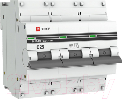 Выключатель автоматический EKF PROxima ВА 47-100 3P 25A (C) / mcb47100-3-25C-pro