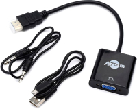 Кабель/переходник ATcom AT1014 HDMI(m) - Vga(f)+Audio+доп. питание (0.1м) - 