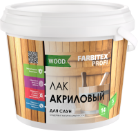 Лак Farbitex Profi Wood для саун акриловый (1л, матовый) - 