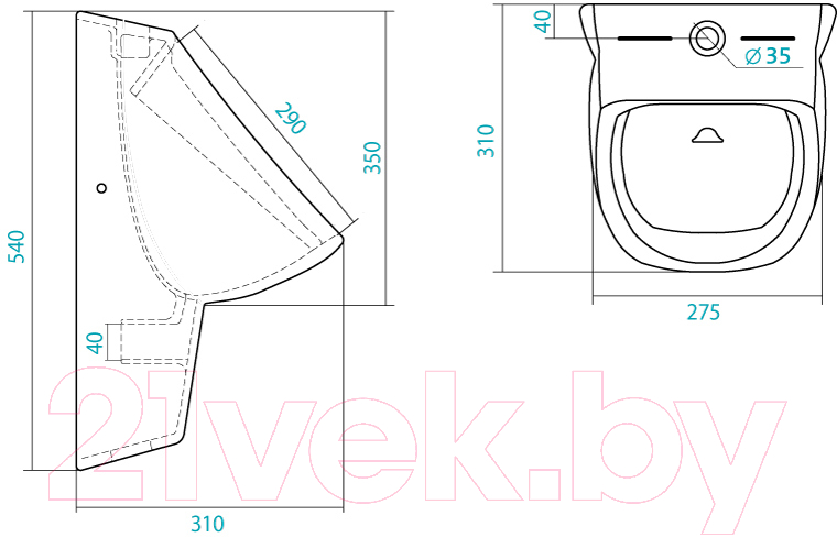 Писсуар Santek Гала WH301774 (с сифоном 1WH302086)