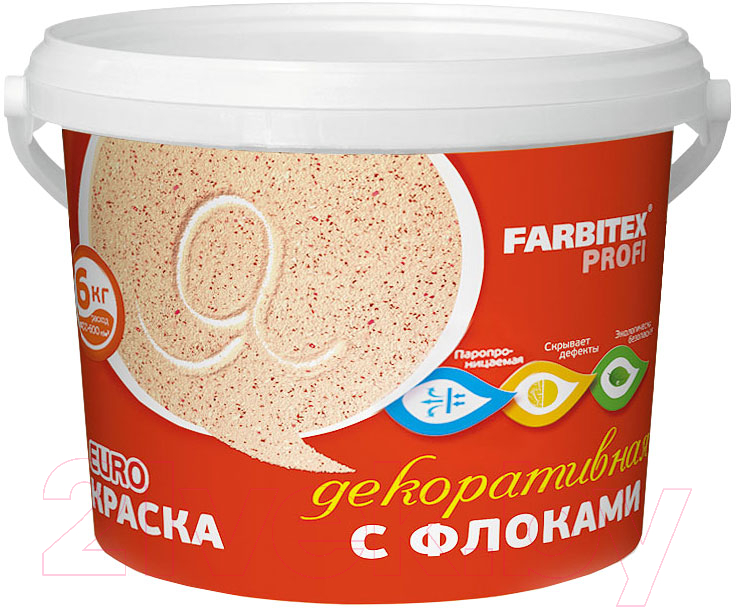 Краска Farbitex Профи Декоративная акриловая с флоками льняной Л-2 (12кг)