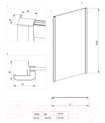 Душевой уголок Deante KTC 010P + KTC 031S + KTC 031S