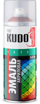 Эмаль Kudo Универсальная акриловая Satin RAL 3000 / KU-0A3000 (520мл, огненно-красный)