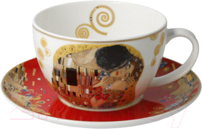 Чашка с блюдцем Goebel Artis Orbis/Gustav Klimt Поцелуй / 67-012-55-1 (красный)