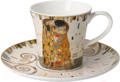 Чашка с блюдцем Goebel Artis Orbis/Gustav Klimt Поцелуй / 67-014-01-1 (белый)