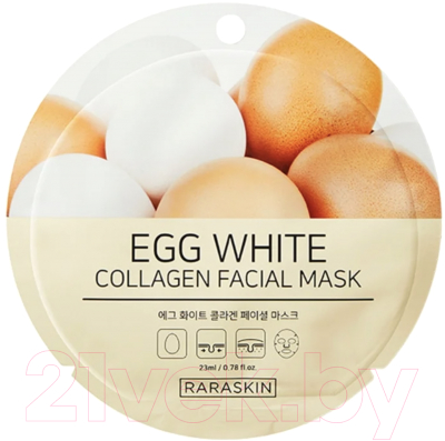 

Маска для лица тканевая Raraskin, Egg White collagen Facial mask