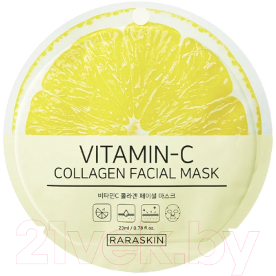 

Маска для лица тканевая Raraskin, Vitamin-C collagen Facial mask