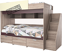 Двухъярусная кровать детская Мебель-КМК Бамбино 3-1 0527 (дуб сонома/капучино) - 