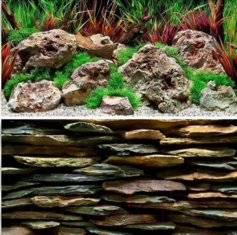 Декорация для аквариума Barbus Каменная стена. Дикая вода / Background 026