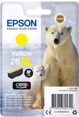 

Картридж Epson, Желтый, C13T26344012
