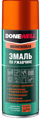 Эмаль Donewell Молотковая по ржавчине (520мл, черная медь)