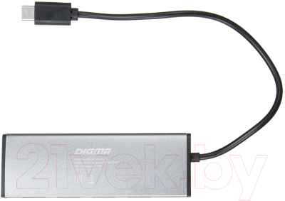 USB-хаб Digma HUB-4U2.0-UC-DS (серебристый)