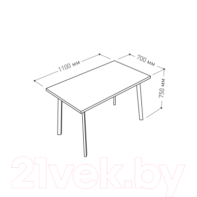 Обеденный стол Listvig Слим 2 110x70 (белый)