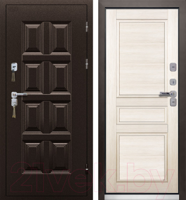Входная дверь Промет Винтер-100 дуб беленый/антик медь (88x206, правая)