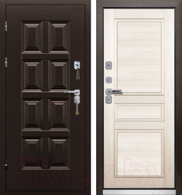 Входная дверь Промет Винтер-100 Дуб беленый/антик медь (98x206, левая)