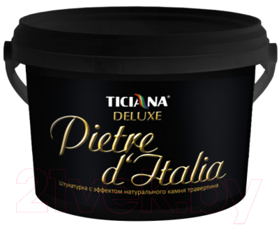 Штукатурка готовая декоративная Ticiana Deluxe Pietra d'Italia с эффектом натурального камня (13л, травертина)