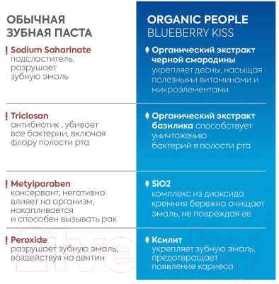 Зубная паста Organic People Органическая Blueberry Kiss (85г)