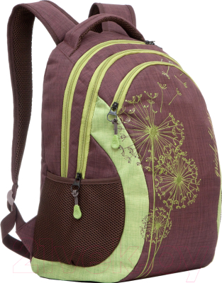 Школьный рюкзак Grizzly RD-636-1 (коричневый/салатовый)