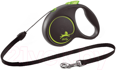 Поводок-рулетка Flexi Black Design трос / 12254 (S, зеленый)