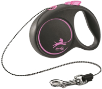 Поводок-рулетка Flexi Black Design трос / 12266 (M, розовый) - 