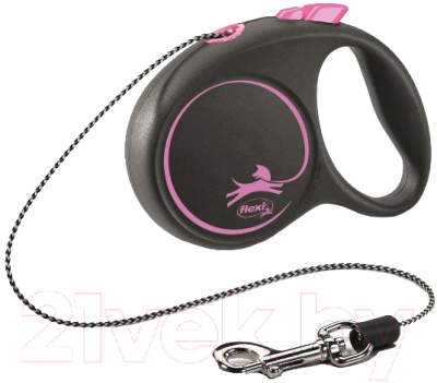Поводок-рулетка Flexi Black Design трос / 12266 (M, розовый)