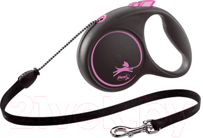 Поводок-рулетка Flexi Black Design трос / 12256 (S, розовый)