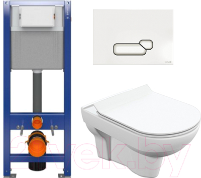 Унитаз подвесной с инсталляцией Cersanit City S-MZ-CITY-COn-S-DL-w + P-IN-MZ-AQ40-QF + P-BU-ACT/Wh