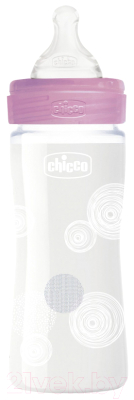 Бутылочка для кормления Chicco Well-Being Girl с силиконовой соской / 340728591 (240мл)