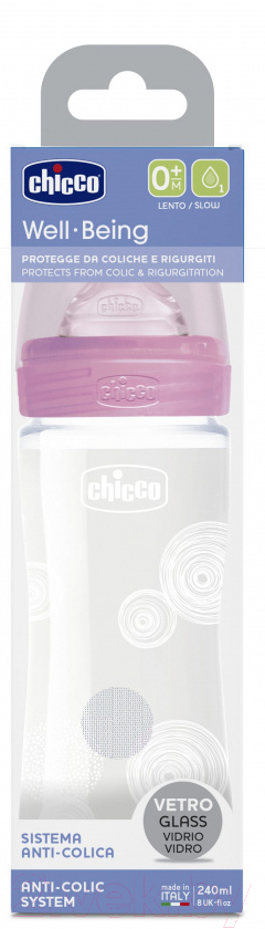 Бутылочка для кормления Chicco Well-Being Girl с силиконовой соской / 340728591 (240мл)