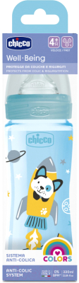 Бутылочка для кормления Chicco Well-Being Boy с силиконовой соской / 340728587 (330мл)
