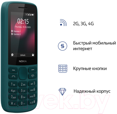 Мобильный телефон Nokia 215 4G / TA-1272 (бирюзовый)