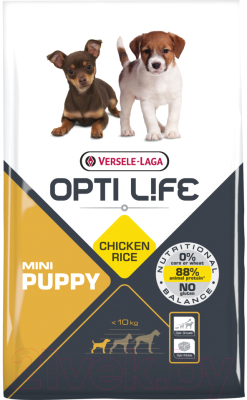 

Корм для собак и кошек Opti Life, Для щенков мелких пород, курица и рис / 431156