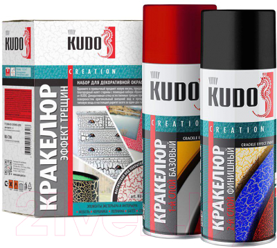 Набор эмалей Kudo Кракелюр. Эффект трещин / KU-С105 (520мл, синий по серебру)