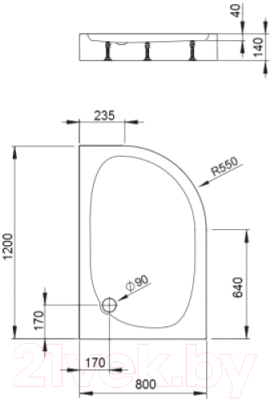 Душевой уголок Bravat 80x100 / BS1080.1200AL (с поддоном)