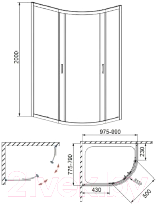 Душевой уголок Bravat 80x100 / BS1080.1200AL (с поддоном)