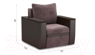 Кресло-кровать Sofos Атика New тип D раскладное (Cortex Java/Teos Dark Brown/венге)