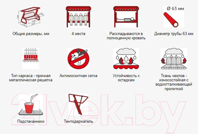 Качели садовые Arno Дефа Люси Люкс 2017-КД-58/Л (зеленый) — фото 10