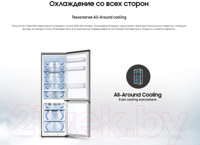 Холодильник с морозильником Samsung RB34T670FSA/WT