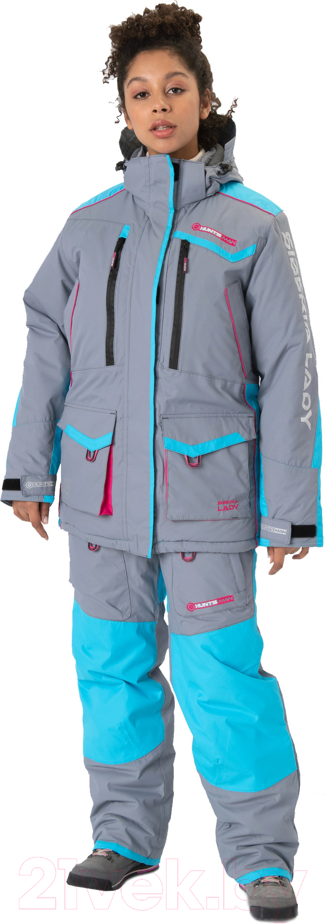 Костюм для охоты и рыбалки Huntsman Siberia зима Lady Breathable (р-р 44-46/158-164, серый/голубой)