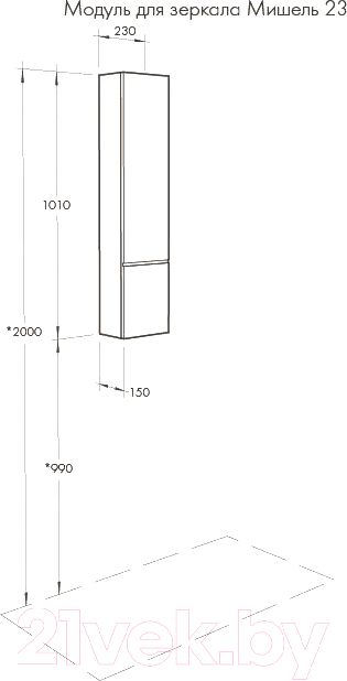 Шкаф-полупенал для ванной Акватон Мишель 23 (1A244303MIX40)