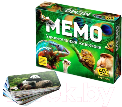 Настольная игра Нескучные игры Мемо Удивительные животные / 7207