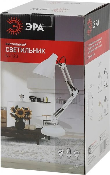 Настольная лампа ЭРА N-123-Е27-40W-W / Б0047196 (белый)
